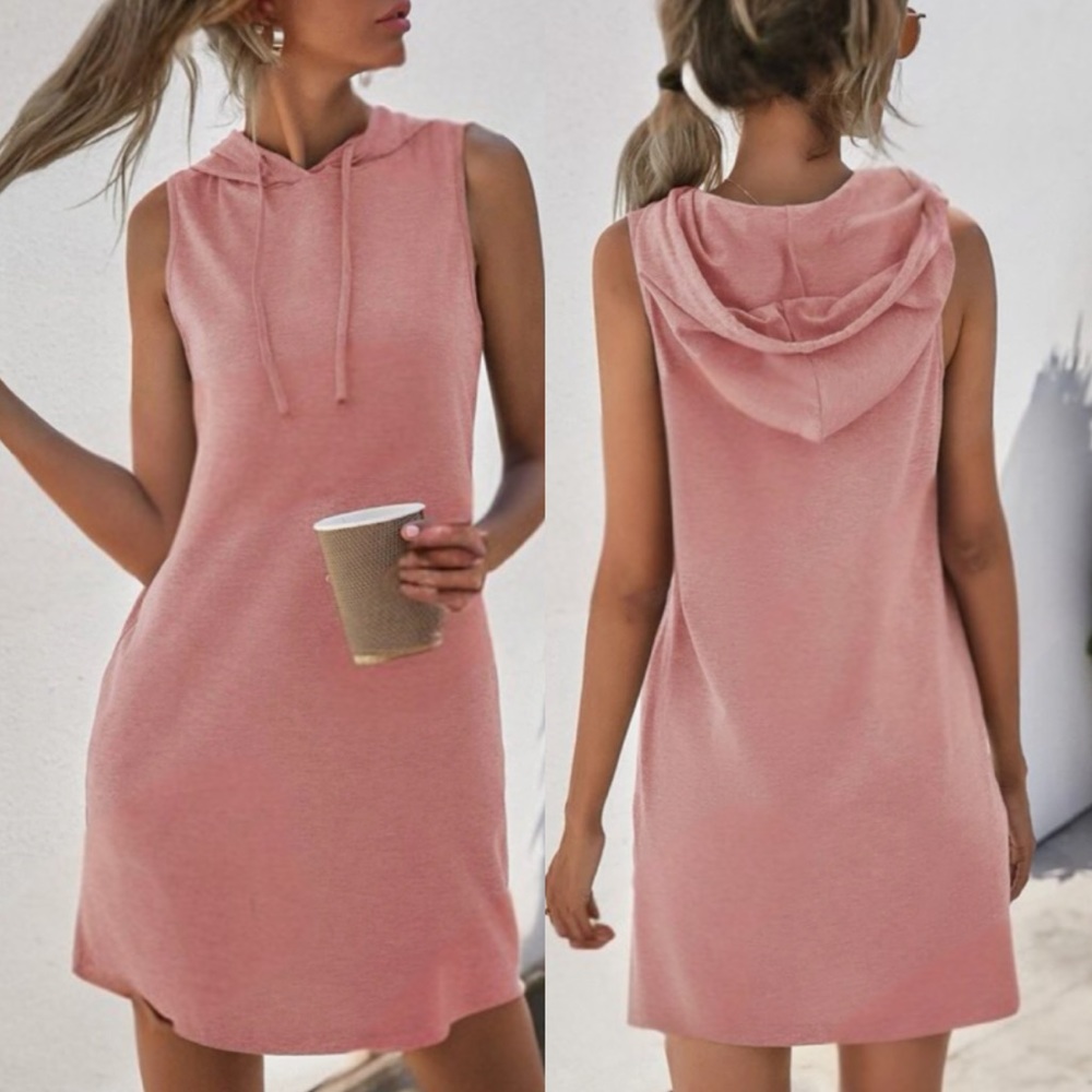 Casual sleeveless hoodie dress